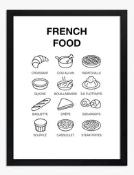 French Cuisine Delights Art Print - Black