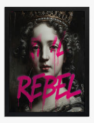 Baroque Rebel Graffiti Portrait Art Print - Black