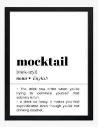 Playful Mocktail Definition Art Print Black