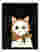 Charming Cat in Floral Scarf Art Print Black