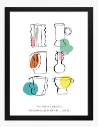 Colorful Kitchen Lineup Art Print - Black