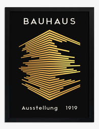 Bauhaus Gold Foil Elegance Art Print Black