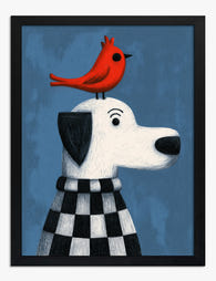 Playful Pals in Checkers Art Print - Black