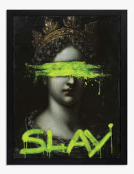 Neon Crowned Queen Art Print - Black