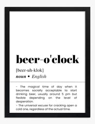 Beer OClock Definition Art Print - Black