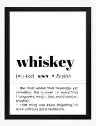 Whiskey Definition Typography Art Print - Black