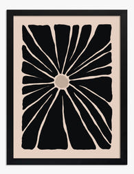 Radiant Petal Burst Art Print - Black