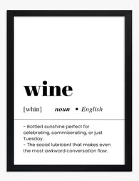 Wine Definition Typography Art Print - Black