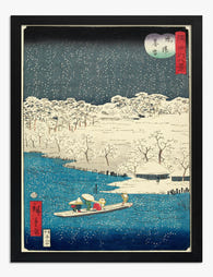 Moonlit Snow by Hiroshige Art Print Black