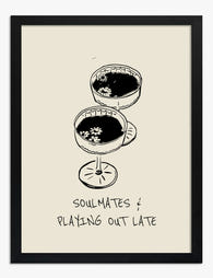 Late Night Soulmates Art Print - Black