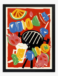 Backyard BBQ Pop Art Print - Black