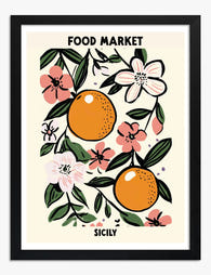 Sicilian Market Charm Art Print Black Frame