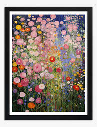 Klimts Night Garden Art Print Black Frame