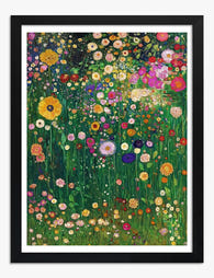 Klimts Floral Garden Art Print Black Frame