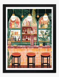 Retro Cocktail Vibes Art Print Black Frame