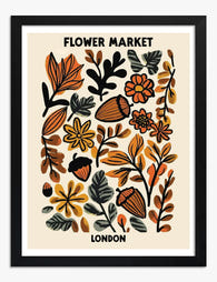 Autumn Market Charm Art Print Black Frame