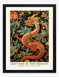 2024 Zodiac Dragon Art Print Black Frame