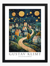 Klimts Night Town Art Print Black Frame