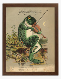 Moonlit Frog Serenade Art Print - Brown