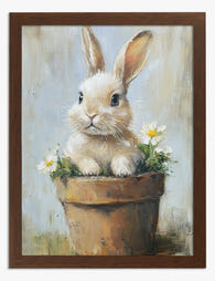 Bunny in a Flowerpot Art Print Brown