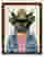Cowboy Cat in Denim Art Print - Brown