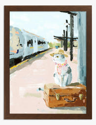 Cat on a Journey Art Print - Brown