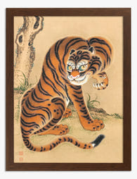 Tiger by Matsui Keichu Art Print Brown