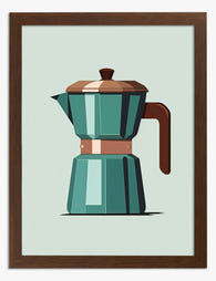 Retro Moka Pot Charm Art Print - Brown