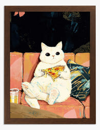 Cozy Cat Vibes Art Print Brown