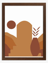 Warm Boho Sunrise Art Print - Brown