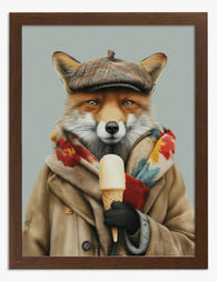 Dapper Fox Delight Art Print - Brown