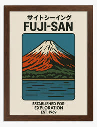 Mount Fuji Exploration Art Print Brown
