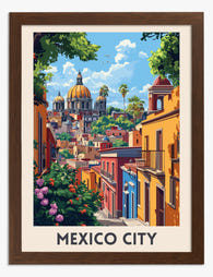 Vibrant Mexico City Art Print - Brown