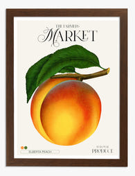 Elberta Peach Market Art Print Brown Frame
