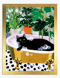 Cat Spa Sanctuary Art Print - Gold