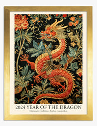 Year of the Dragon 2024 Art Print Gold Frame