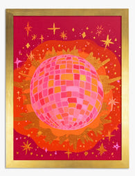 Pink Disco Glow Art Print - Gold