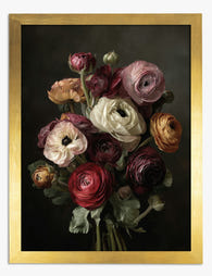 Moody Ranunculus Bouquet Art Print Gold