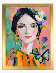 Floral Muse Portrait Art Print - Gold