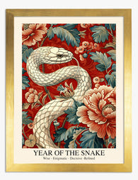 Lunar Snake Zodiac Poster Art Print - Gold