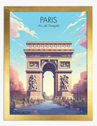 Paris Arc de Triomphe Charm Art Print - Gold