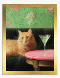 Whimsical Ginger Cat Art Print Gold