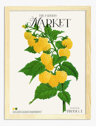 Golden Raspberry Delight Art Print Oak Frame