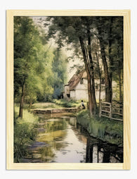 Tranquil Countryside Retreat Art Print - Oak