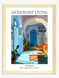 Sunny Modernist Lounge Art Print Oak