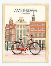 Amsterdam City Charm Art Print - Oak