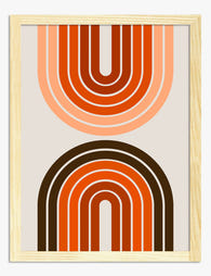 Retro Twin Arches Glow Art Print - Oak