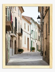 Sunlit Mediterranean Lane Art Print - Oak