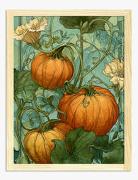 Autumn Pumpkins by Morris Art Print - Oak