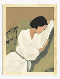 Restful Figure in Neutrals Art Print - Oak